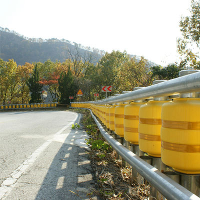 Barriera a rulli per autostrade in acciaio giallo con finitura galvanizzata e rivestita in polvere